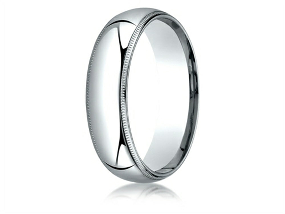 Benchmark® Platinum 6mm Slightly Domed Super Light Comfort-fit Wedding Band / Ring With Milgrain