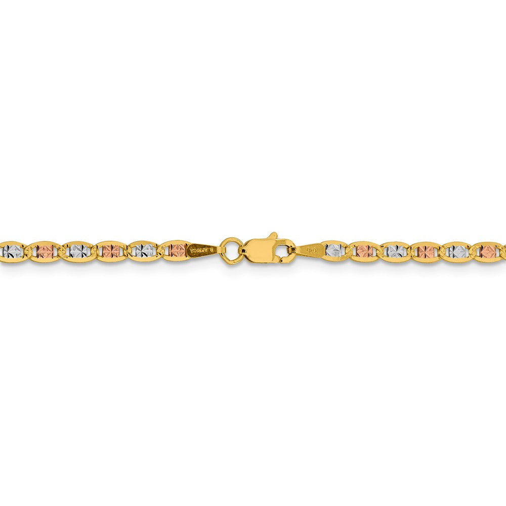 FJC Finejewelers 14 kt Yellow Gold 2.75mm Tri-color Rhodium Pavé Valentino Chain