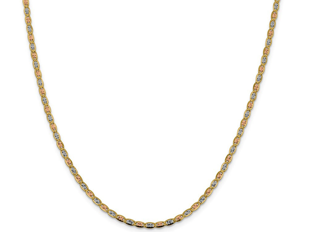 FJC Finejewelers 14 kt Yellow Gold 2.75mm Tri-color Rhodium Pavé Valentino Chain
