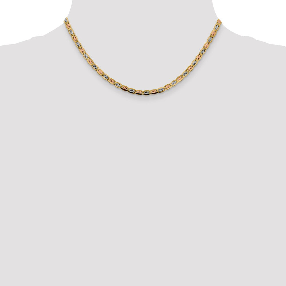 FJC Finejewelers 14 kt Yellow Gold 3.8mm Tri-color Rhodium Pavé Valentino Chain