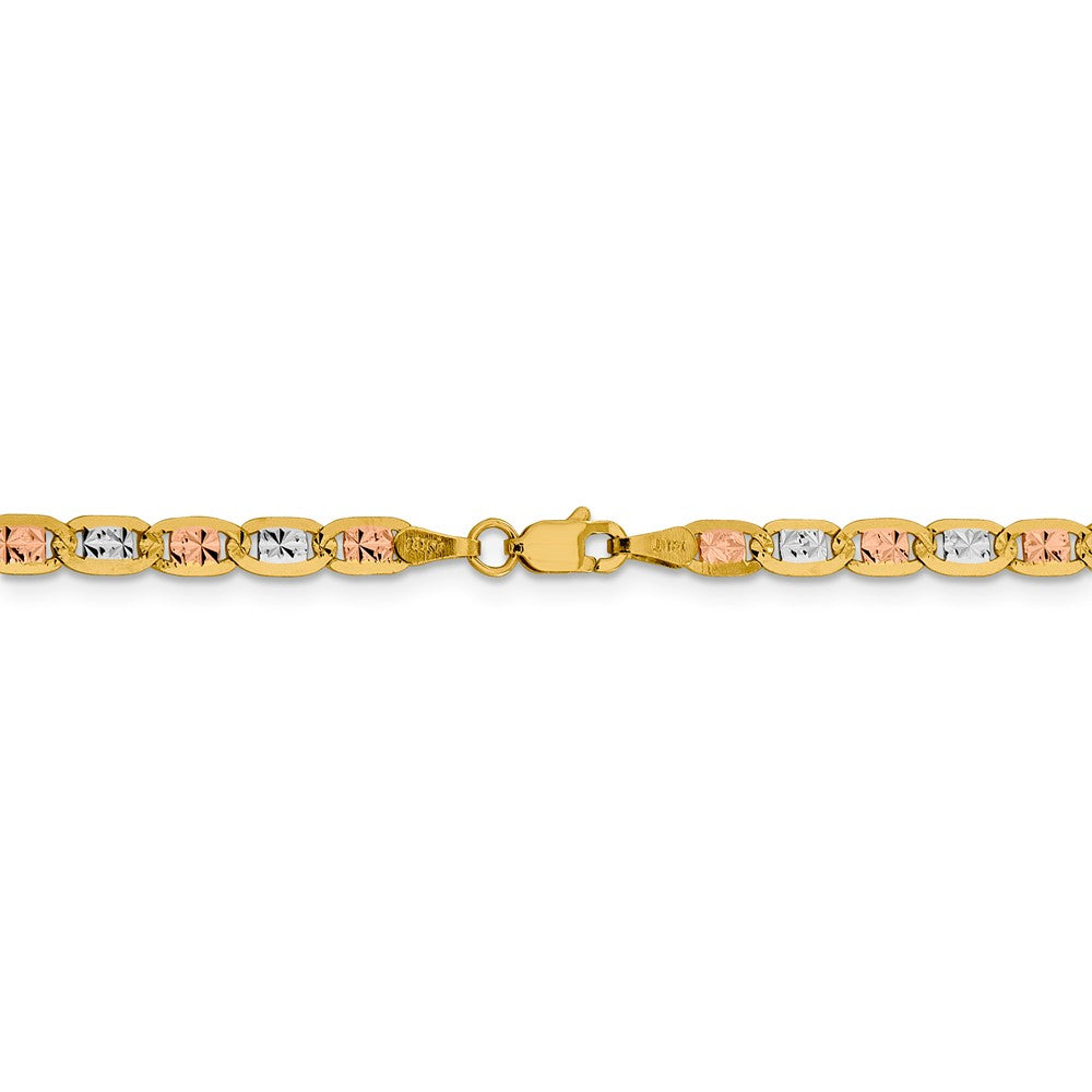 FJC Finejewelers 14 kt Yellow Gold 3.8mm Tri-color Rhodium Pavé Valentino Chain