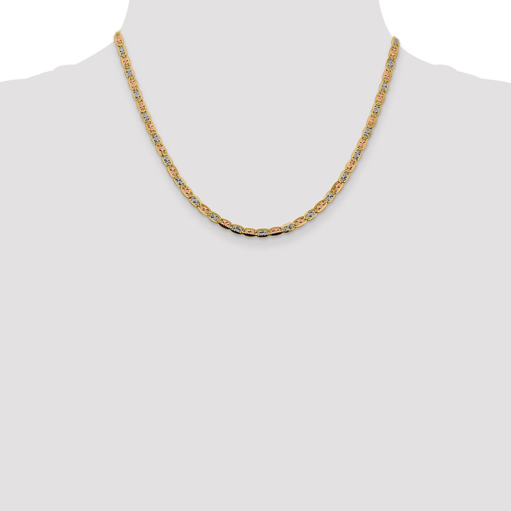 FJC Finejewelers 14 kt Yellow Gold 3.8mm Tri-color Rhodium Pavé Valentino Chain