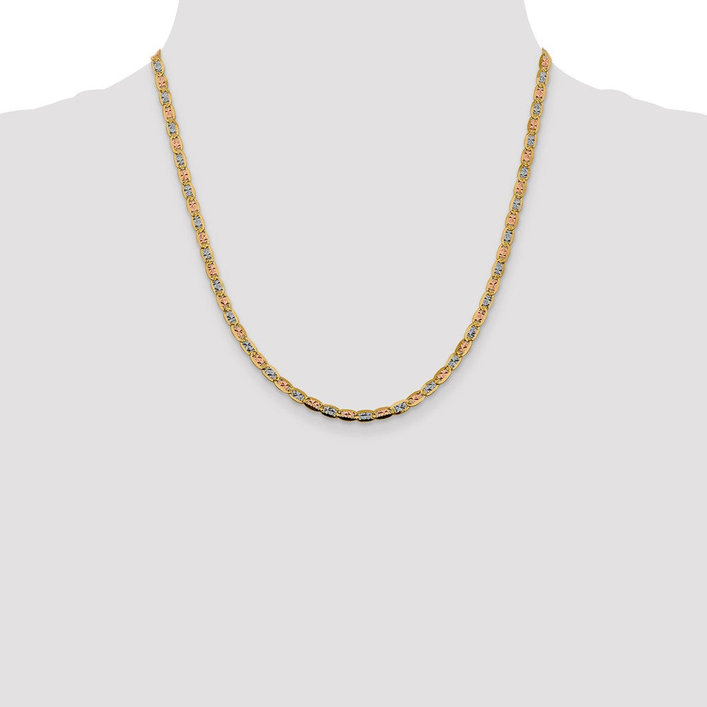 FJC Finejewelers 14 kt Yellow Gold 3.8mm Tri-color Rhodium Pavé Valentino Chain