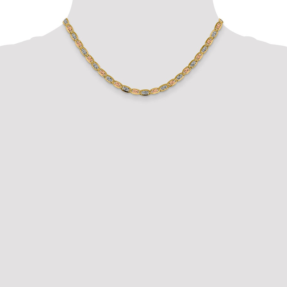 FJC Finejewelers 14 kt Yellow Gold 4.65mm Tri-color Rhodium Pavé Valentino Chain