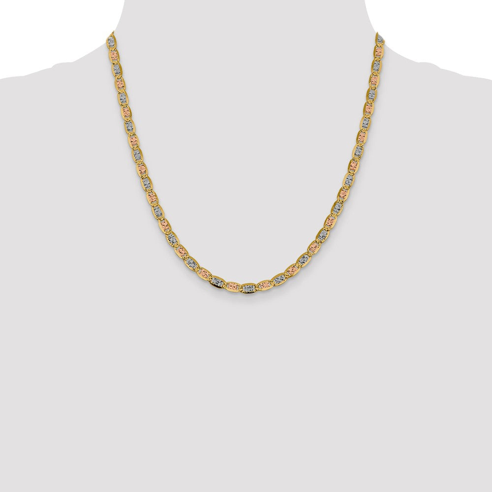 FJC Finejewelers 14 kt Yellow Gold 4.65mm Tri-color Rhodium Pavé Valentino Chain