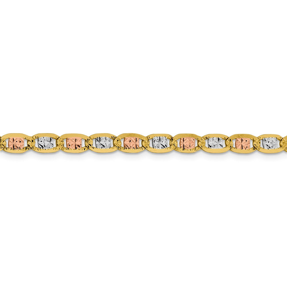 FJC Finejewelers 14 kt Yellow Gold 4.65mm Tri-color Rhodium Pavé Valentino Chain