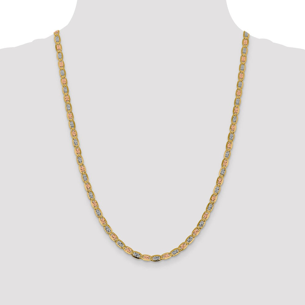 FJC Finejewelers 14 kt Yellow Gold 4.65mm Tri-color Rhodium Pavé Valentino Chain