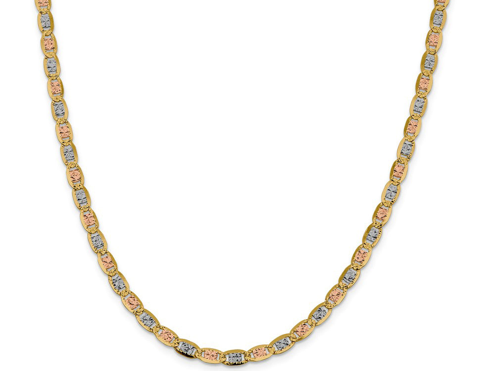 FJC Finejewelers 14 kt Yellow Gold 4.65mm Tri-color Rhodium Pavé Valentino Chain