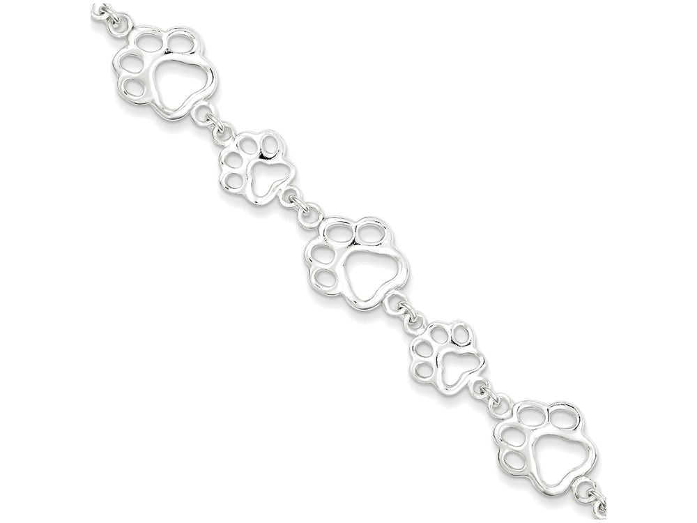 FJC Finejewelers Sterling Silver Polished Paw Print Bracelet