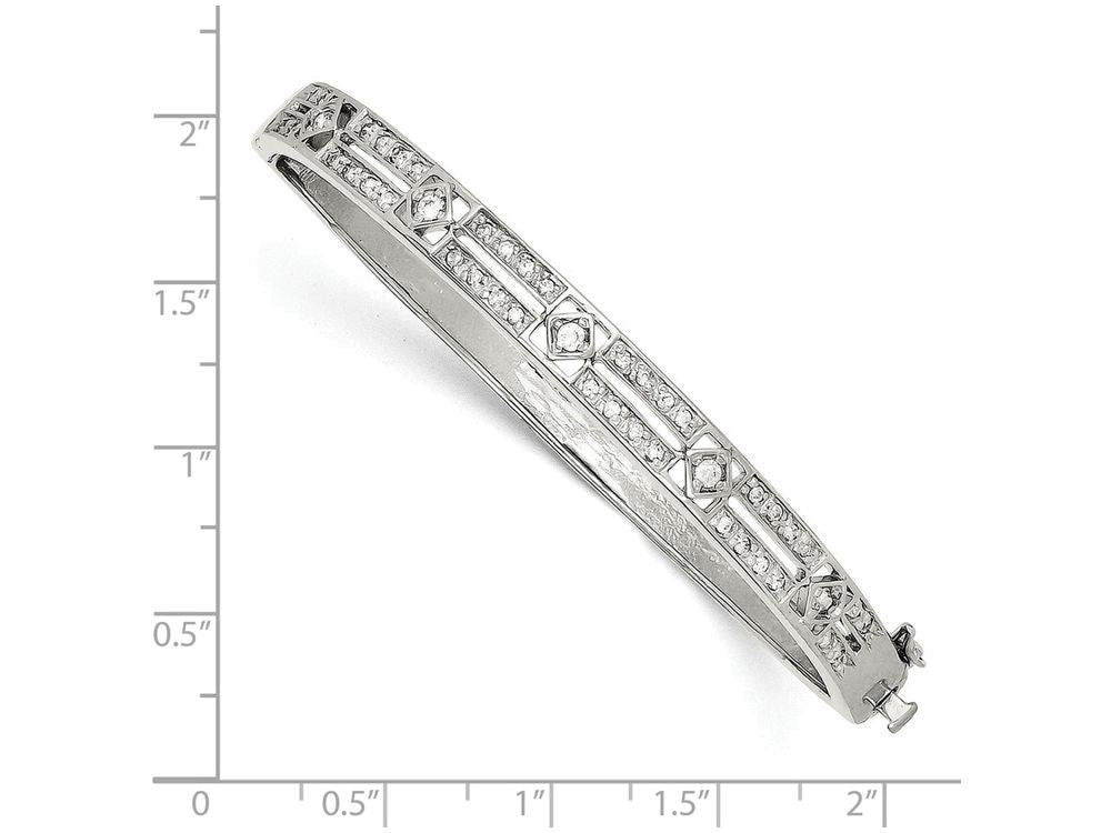 FJC Finejewelers Sterling Silver Cubic Zirconia Hinged Bangle