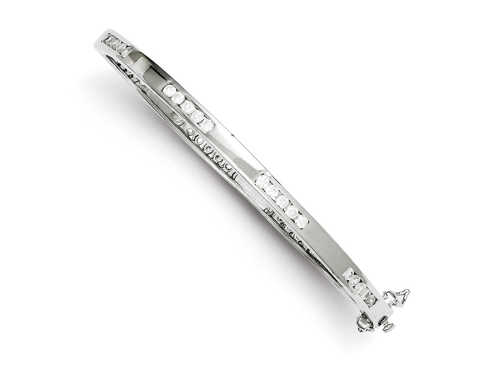FJC Finejewelers Sterling Silver Oval Cubic Zirconia Hinged Bangle