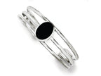 FJC Finejewelers Sterling Silver Onyx Three Strand Cuff Bangle Bracelet