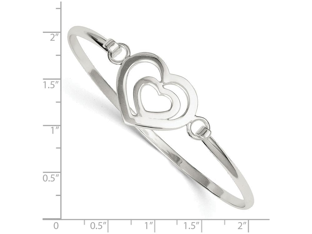 FJC Finejewelers Sterling Silver Heart Within A Heart Bangle Bracelet