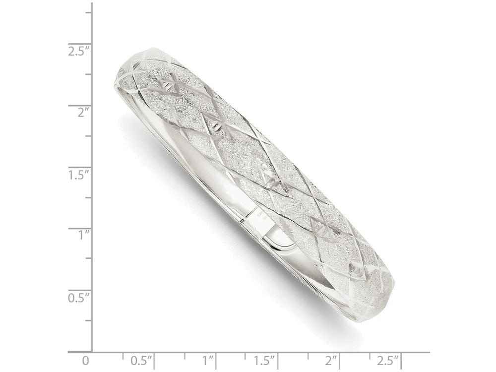 FJC Finejewelers Sterling Silver 10mm Polished Bright Cut and Textured Bangle