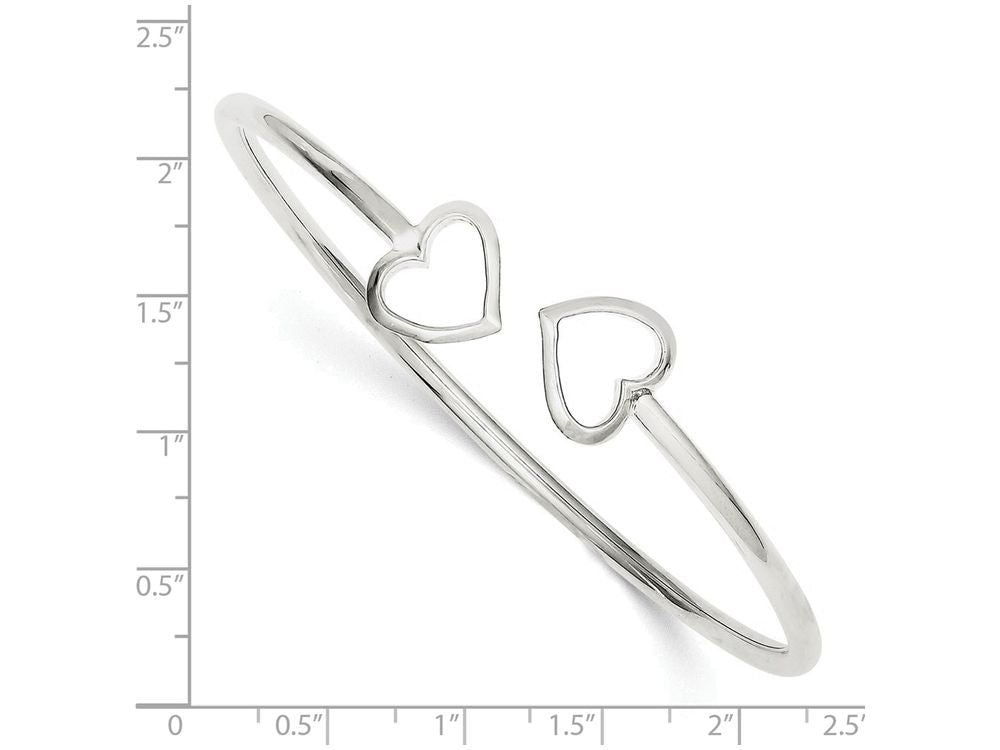 FJC Finejewelers Sterling Silver Polished Heart Cuff Bangle