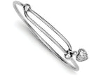 FJC Finejewelers Sterling Silver Rhodium Plated Bright Cut Heart Baby Bangle