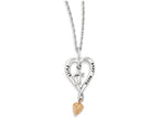 FJC Finejewelers Sterling Silver Rose Leaf Faith,hope,love Heart Necklace