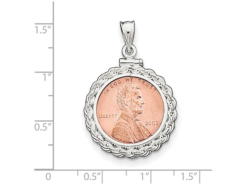 FJC Finejewelers Sterling Silver 19.1 X 1.5mm $0.01 Rope Coin Bezel Pendant Necklace - Chain Included