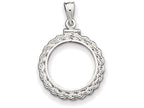 FJC Finejewelers Sterling Silver 19.1 X 1.5mm $0.01 Rope Coin Bezel Pendant Necklace - Chain Included