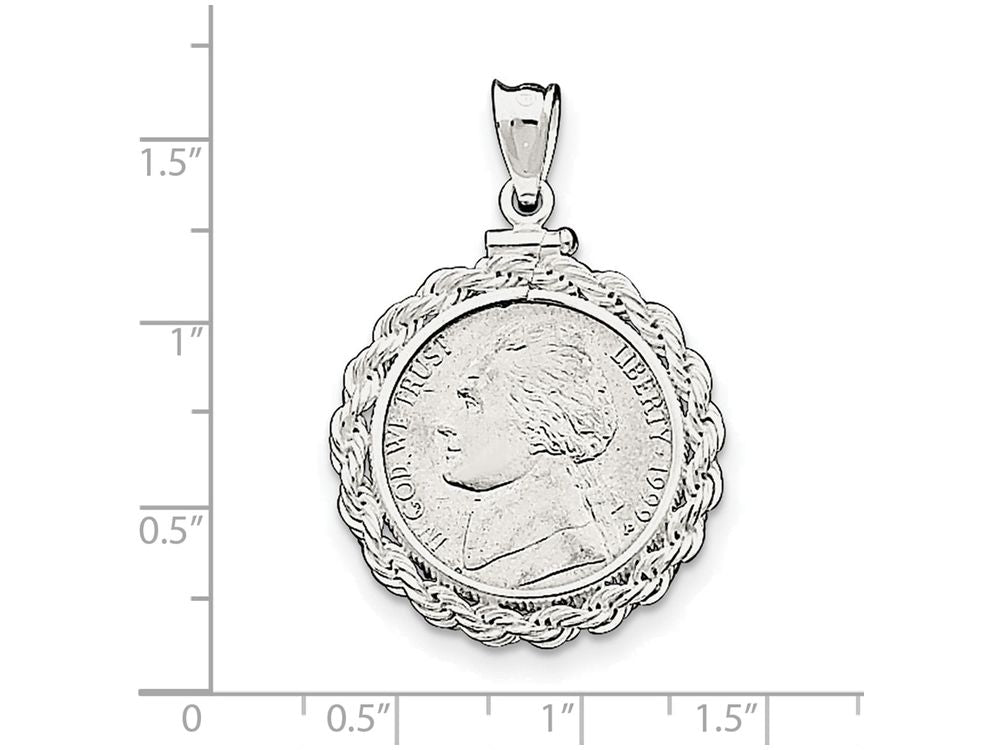 FJC Finejewelers Sterling Silver 21.1 X 2mm $0.05 Rope Coin Bezel Pendant Necklace - Chain Included