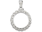 FJC Finejewelers Sterling Silver 21.1 X 2mm $0.05 Rope Coin Bezel Pendant Necklace - Chain Included