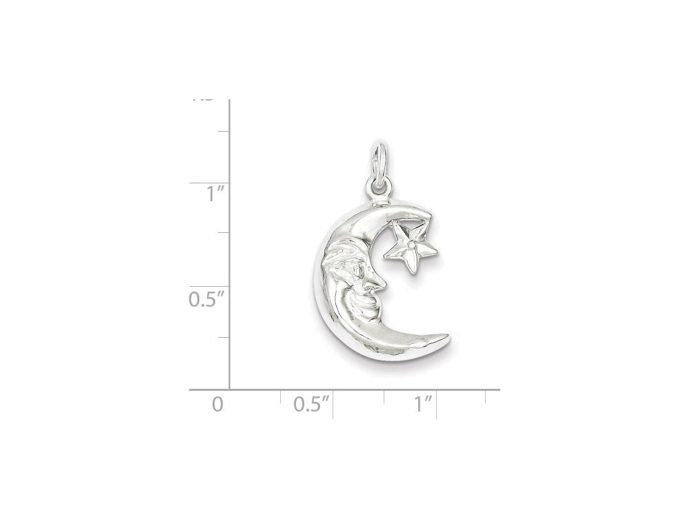 FJC Finejewelers Sterling Silver Moon and Star Pendant Necklace - Chain Included