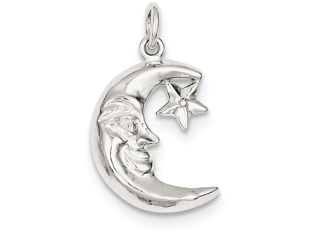 FJC Finejewelers Sterling Silver Moon and Star Pendant Necklace - Chain Included
