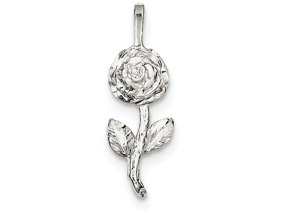 FJC Finejewelers Sterling Silver Rose Pendant Necklace - Chain Included