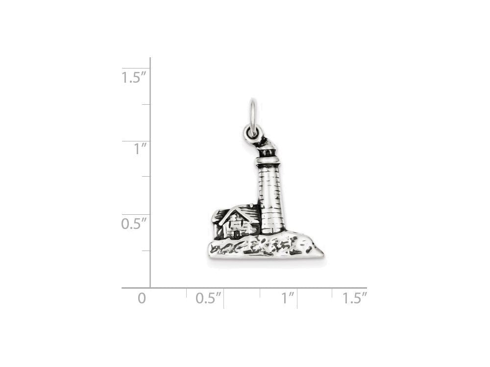 FJC Finejewelers Sterling Silver Antiqued Lighthouse Charm