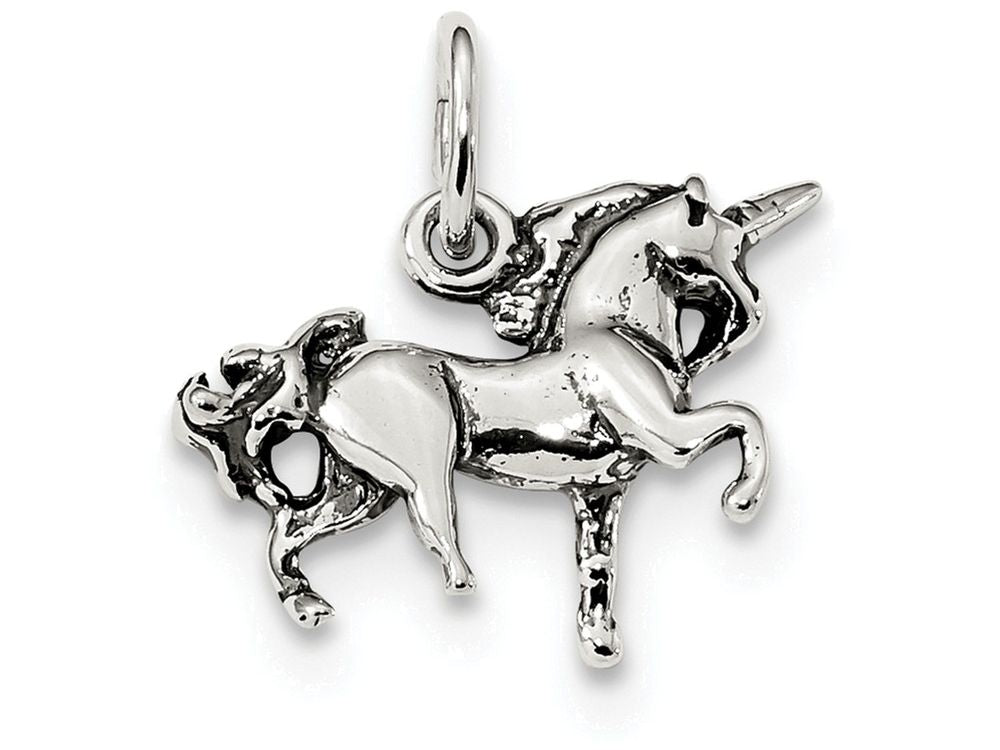 FJC Finejewelers Sterling Silver Antiqued Unicorn Charm