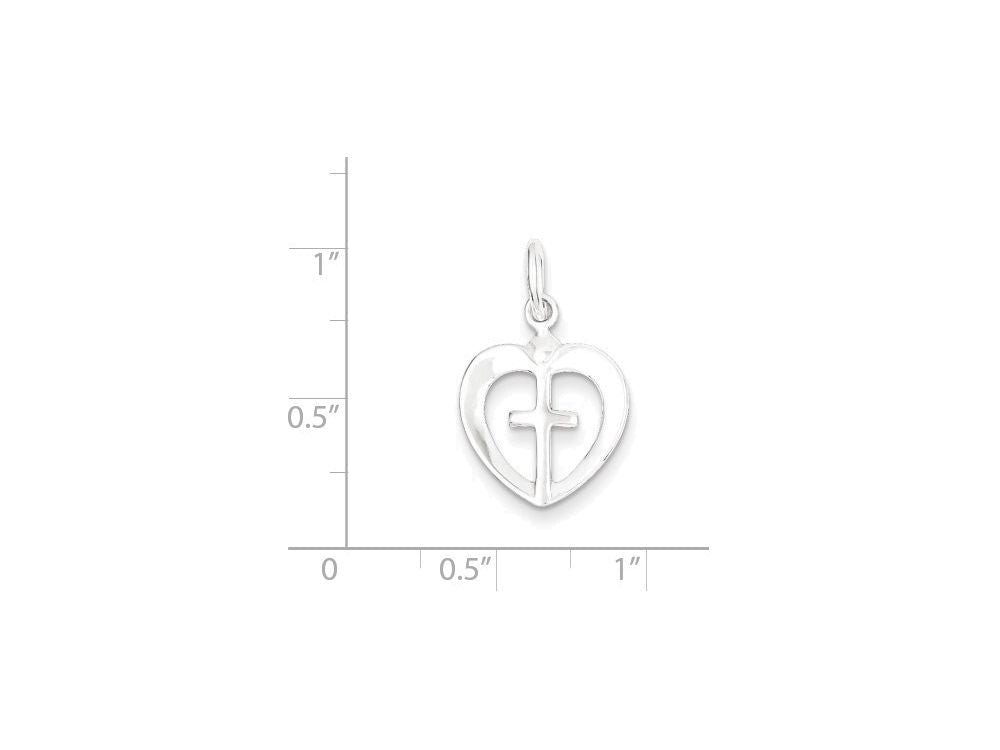 FJC Finejewelers Sterling Silver Cross Heart Charm