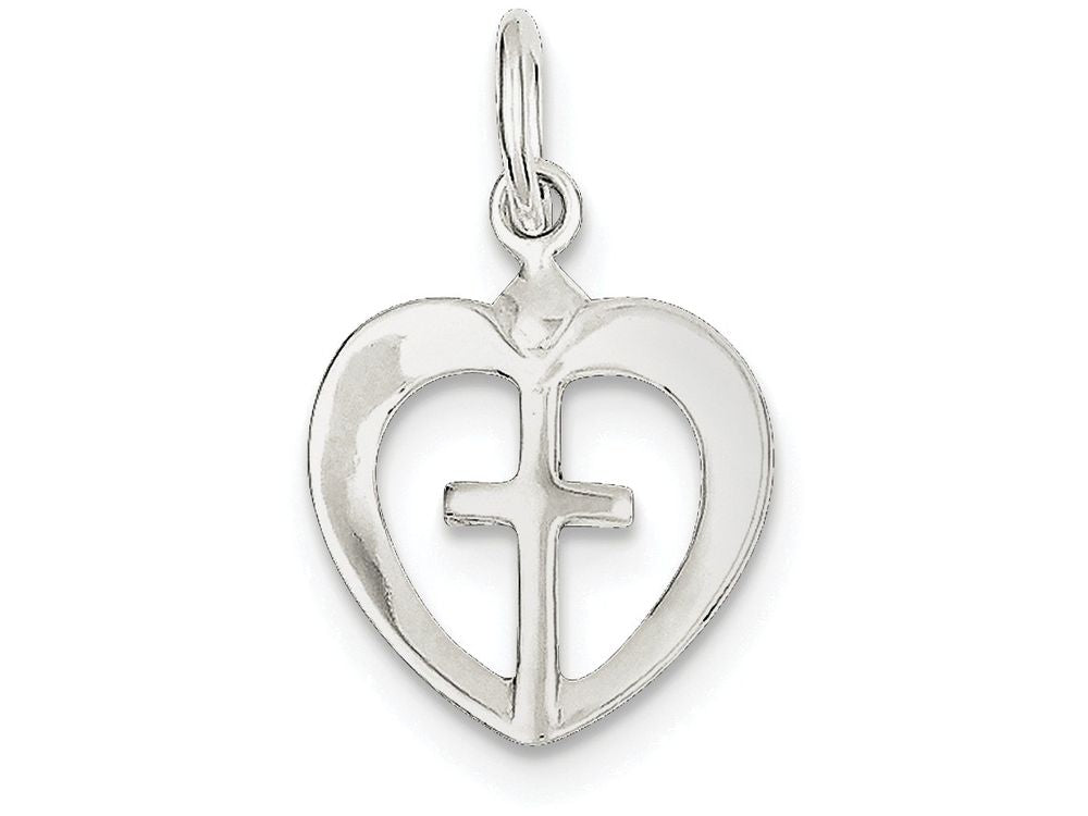 FJC Finejewelers Sterling Silver Cross Heart Charm