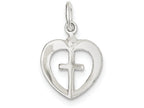 FJC Finejewelers Sterling Silver Cross Heart Charm