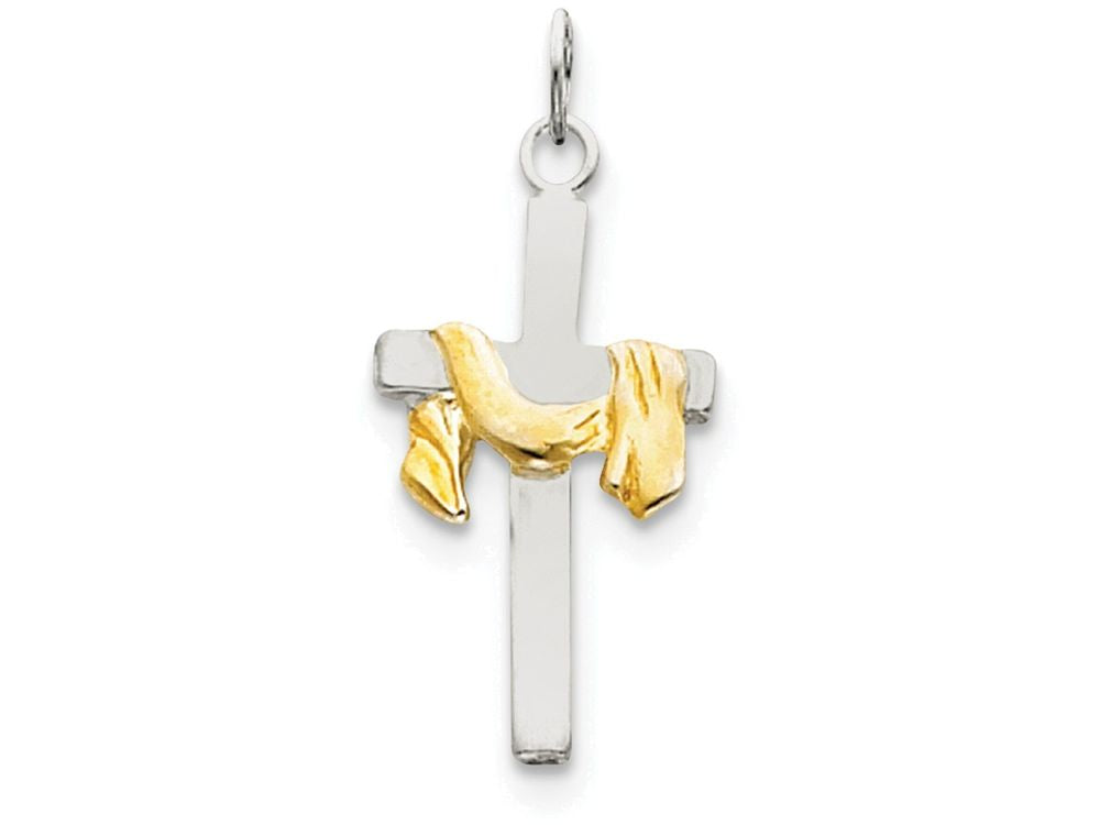 FJC Finejewelers Sterling Silver Draped Cross Pendant Necklace - Chain Included