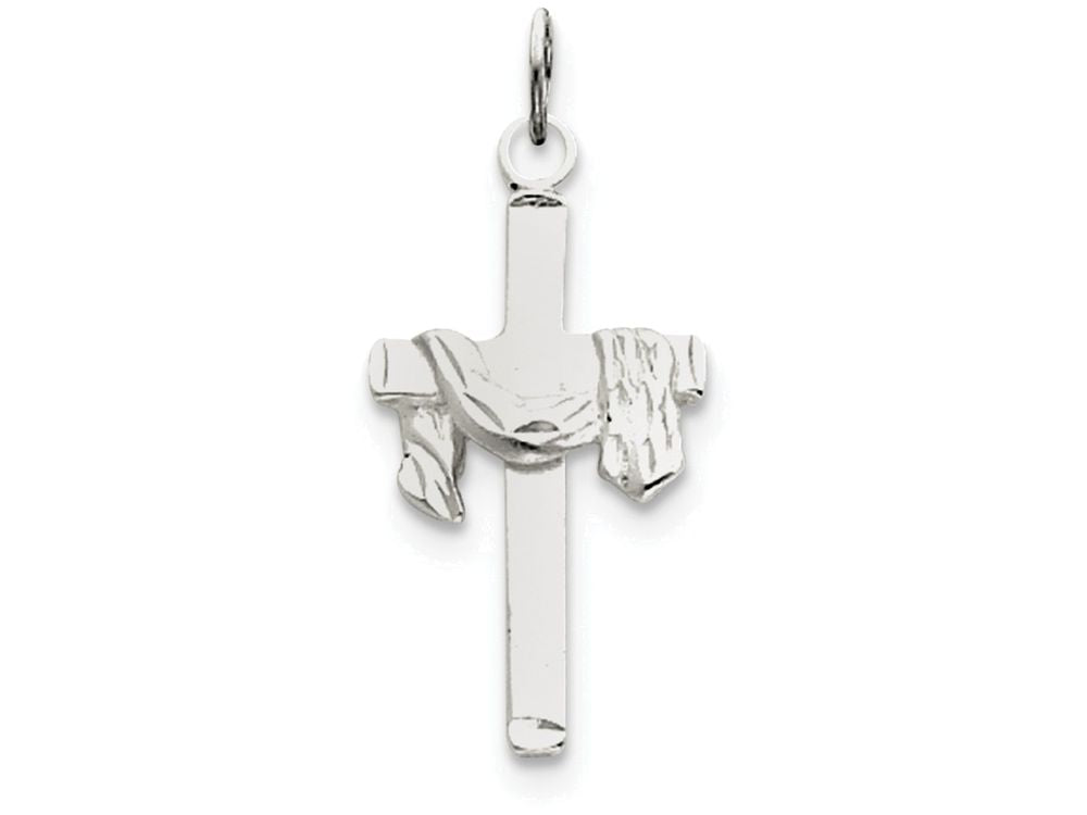 FJC Finejewelers Sterling Silver Satin D/c Draped Cross Charm