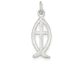 FJC Finejewelers Sterling Silver Ichthus Fish Cross Charm