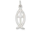 FJC Finejewelers Sterling Silver Ichthus Fish Cross Charm