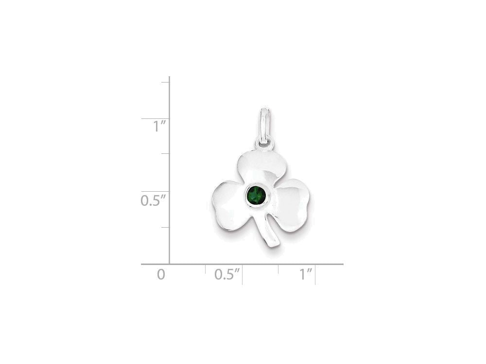 FJC Finejewelers Sterling Silver Clover With Green Glass Charm