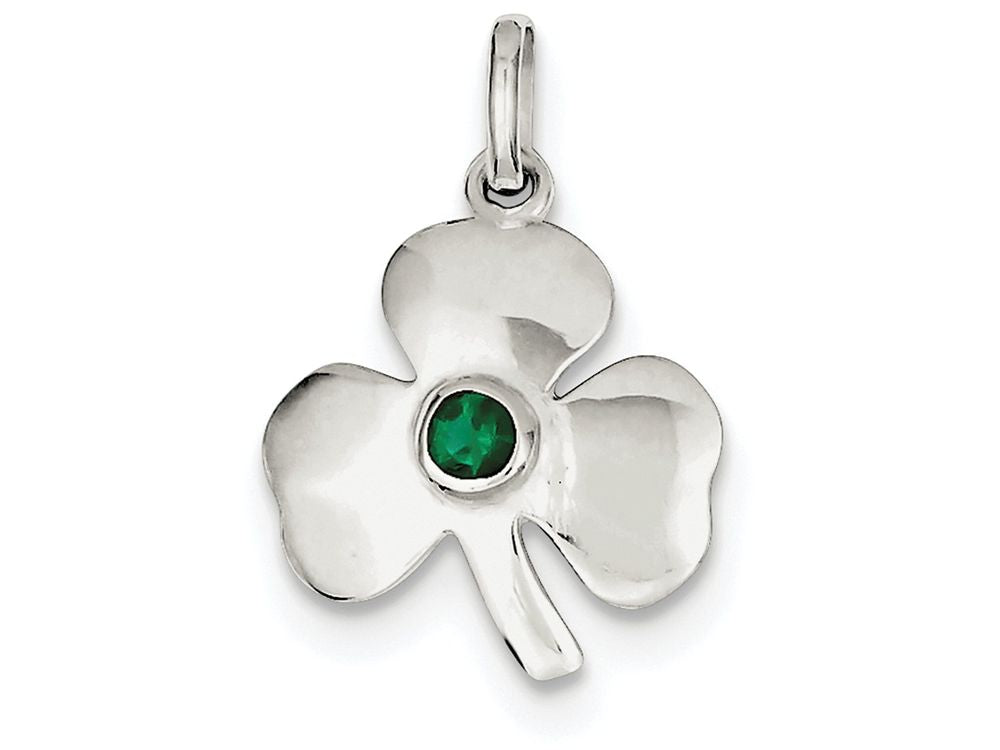 FJC Finejewelers Sterling Silver Clover With Green Glass Charm