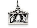 FJC Finejewelers Sterling Silver Antiqued Manger Charm