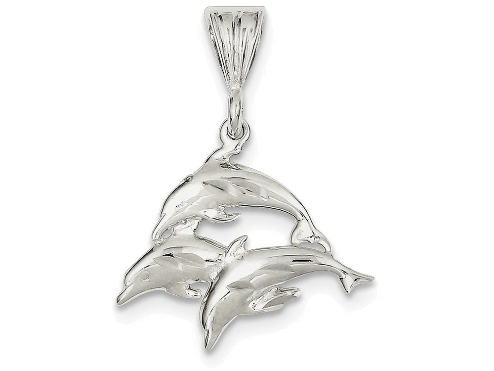 FJC Finejewelers Sterling Silver Trio Of Dolphins Pendant Necklace - Chain Included