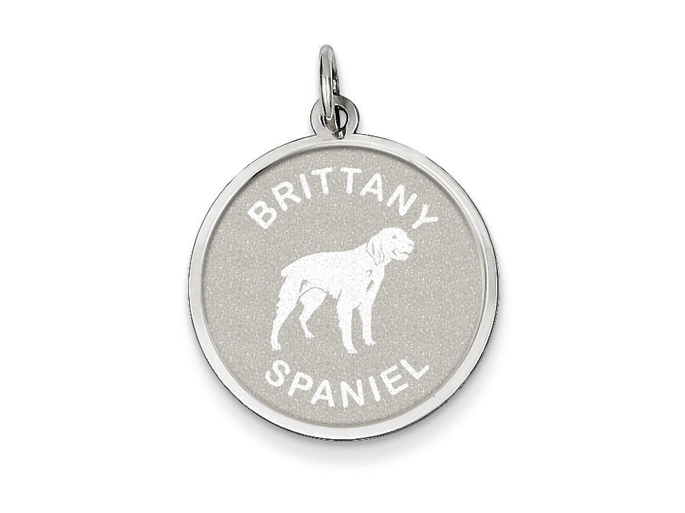 FJC Finejewelers Sterling Silver Brittany Spaniel Disc Charm