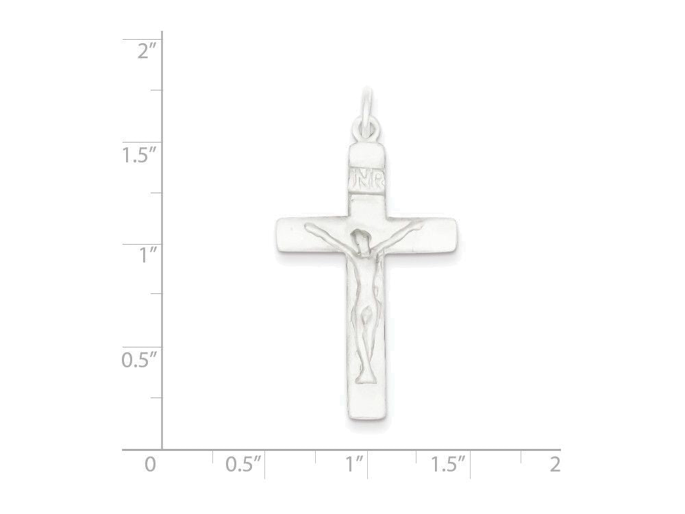 FJC Finejewelers Sterling Silver Satin Inri Crucifix Pendant Necklace - Chain Included