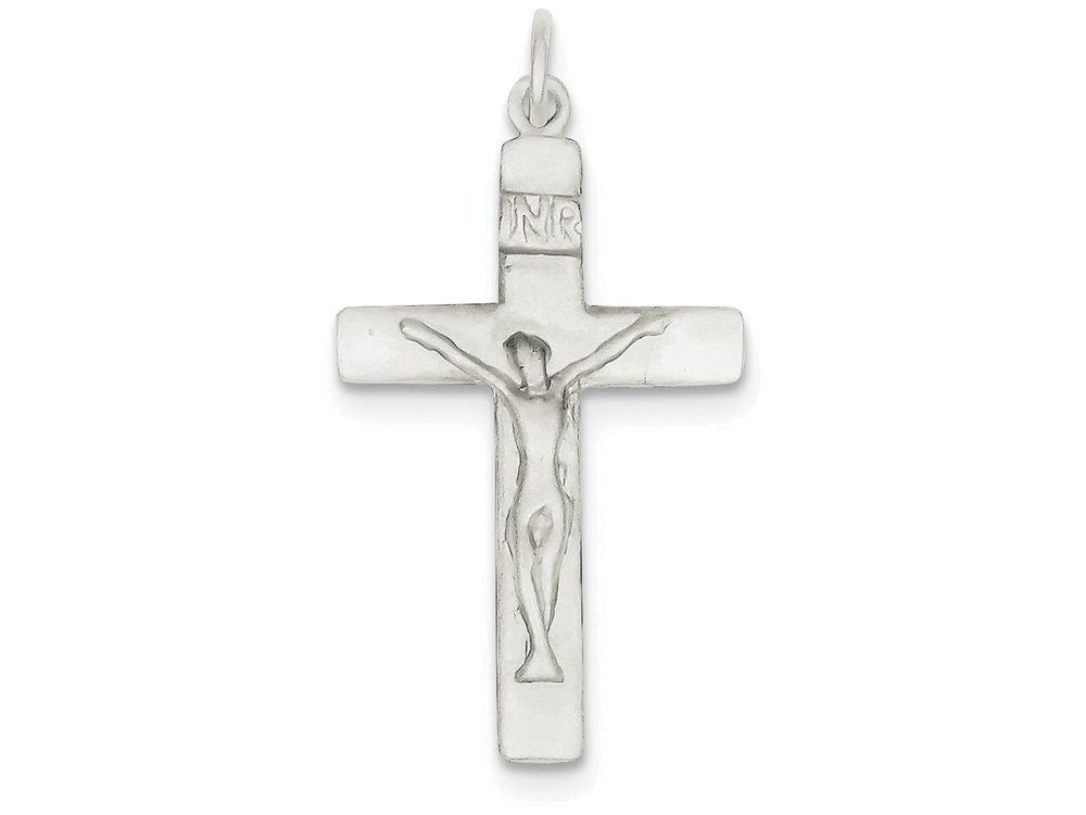 FJC Finejewelers Sterling Silver Satin Inri Crucifix Pendant Necklace - Chain Included