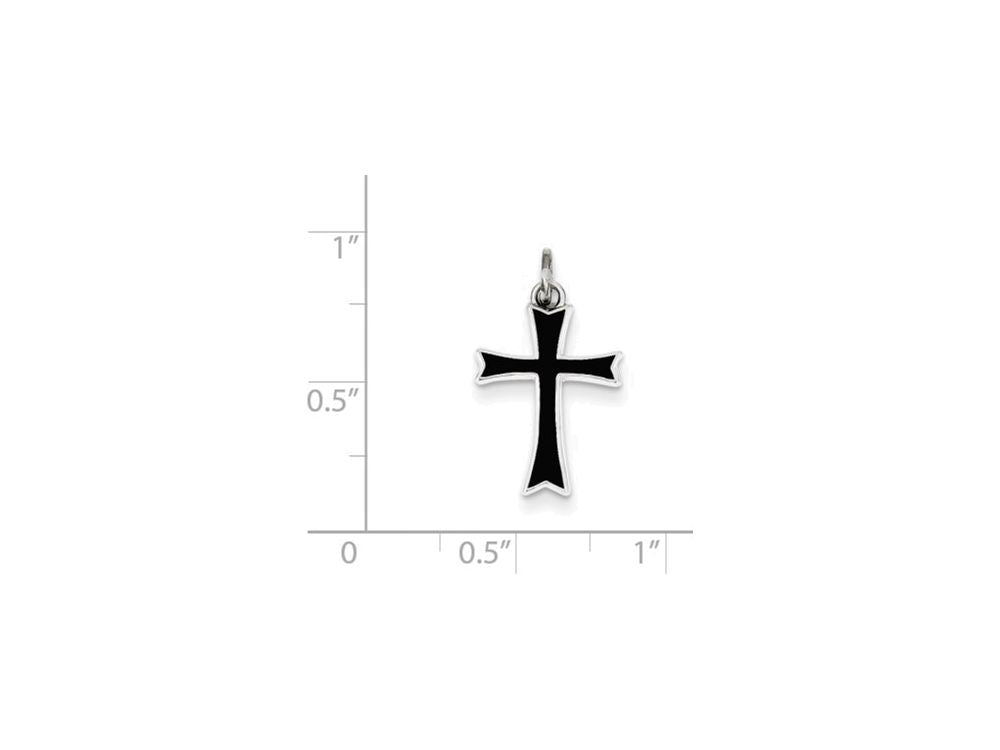 FJC Finejewelers Sterling Silver Black Enameled Cross Charm