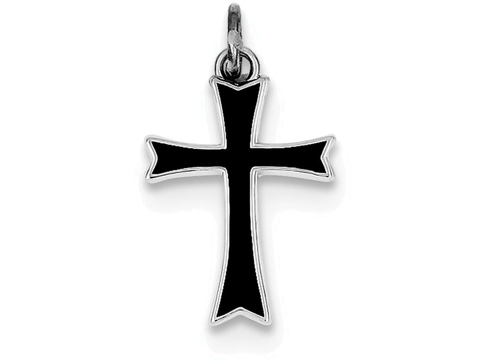 FJC Finejewelers Sterling Silver Black Enameled Cross Charm