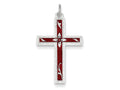 FJC Finejewelers Sterling Silver Red Enameled Cross Pendant Necklace - Chain Included