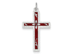 FJC Finejewelers Sterling Silver Red Enameled Cross Pendant Necklace - Chain Included