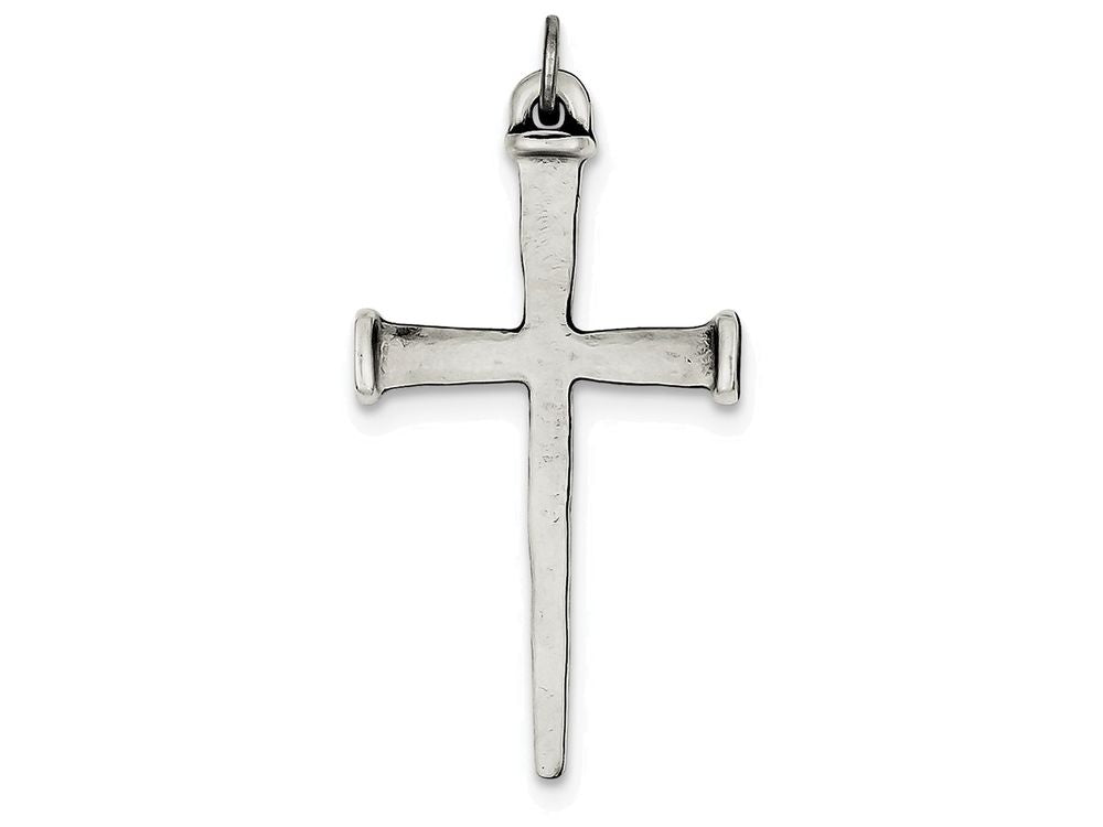 FJC Finejewelers Sterling Silver Antiqued Nail Cross Pendant Necklace - Chain Included