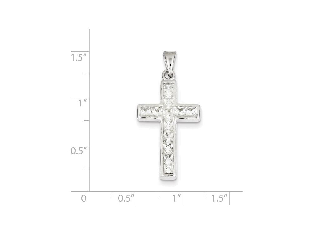 FJC Finejewelers Sterling Silver Cubic Zirconia Cross Pendant Necklace - Chain Included